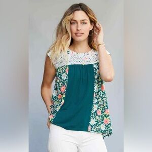 Matilda Jane Dream Chaser Green Floral Lace Top